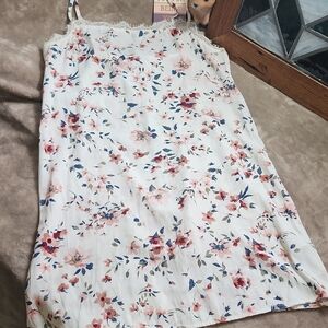 Hollister White Mini Dress with Pink Floral Print Adjustable Straps